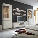 Chelsea Living Wide TV Unit in White with a Truffle Oak Trim
