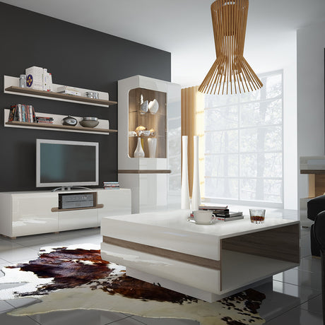 Chelsea Living Small Designer Coffee Table in white with an Truffle Oak Trim