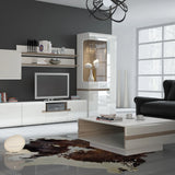 Chelsea Living Small Designer Coffee Table in White and Truffle Oak