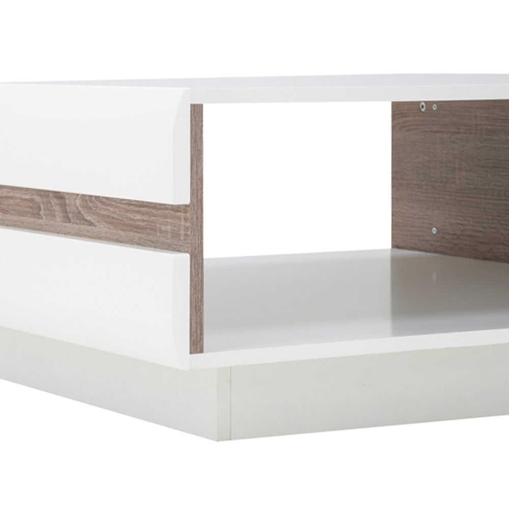 Chelsea Living Small Designer Coffee Table in White and Truffle Oak