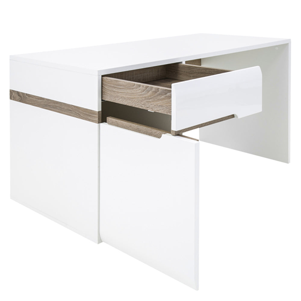 Chelsea Bedroom Desk/Dressing table in white with an Truffle Oak Trim