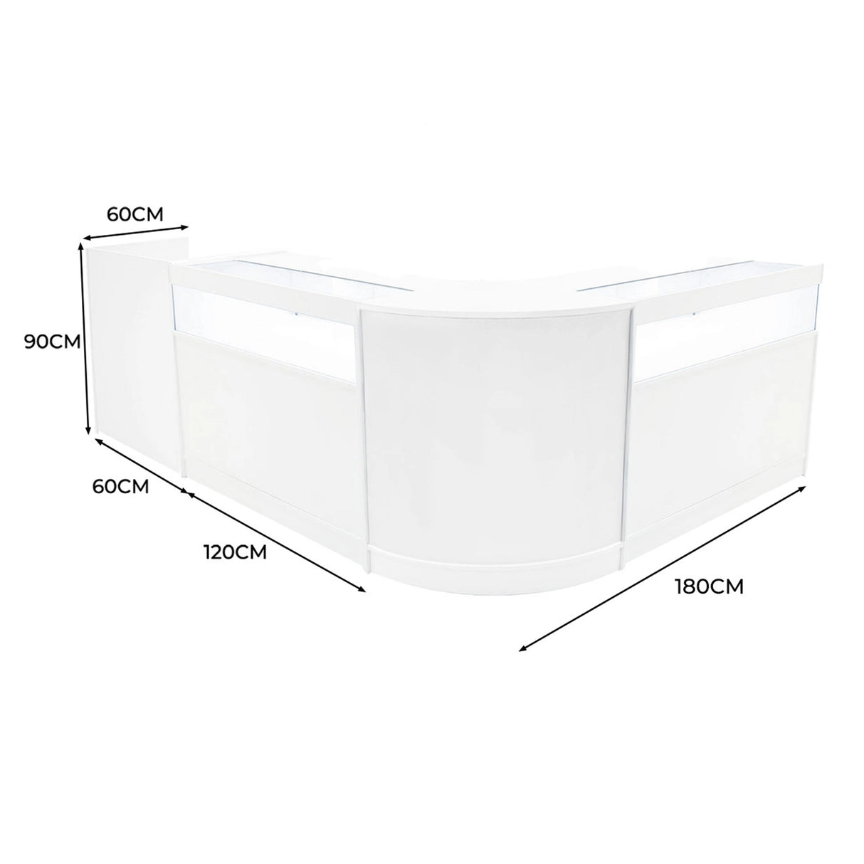 Luna LED Shop Counter Set CM60, TB60 & 2 x B1200 - White
