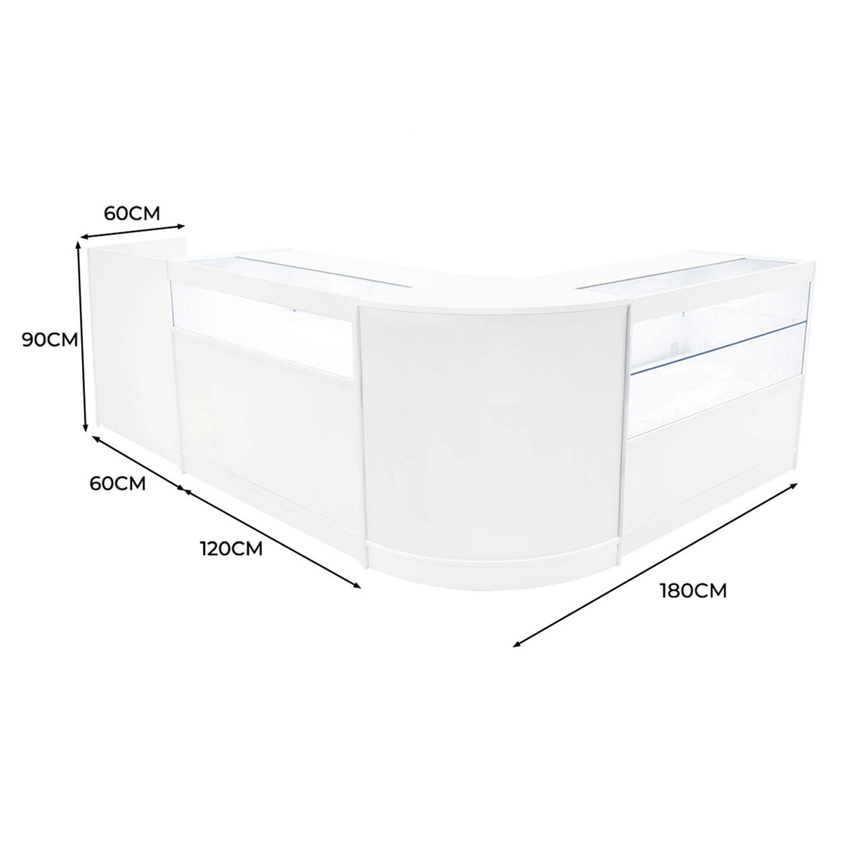 Gravity LED Shop Counter Set B1200, C1200, TB60 &  & CM60 - White
