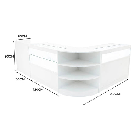 Europa LED Shop Counter Set B1200, C1200, TB60 & LM60 - White