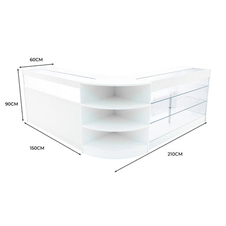 Demeter LED Shop Counter Set K1500, B1500 & LM60 - White