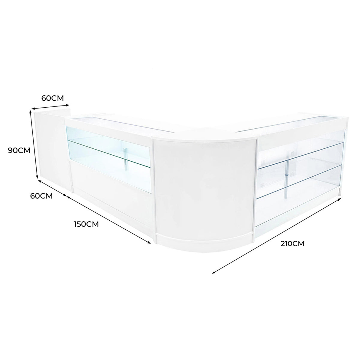 Vega LED Shop Counter Set K1500, C1500, TB60 & CM60 - White