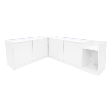 Europa LED Shop Counter Set B1500, C1500, TB60 & LM60 - White