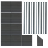 Composite Fence Panels, Angled Piece & LED Posts 6ft x 54.5ft - Grey