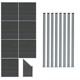 Composite Fence Panels, Angled Piece & LED Posts 6ft x 43ft - Grey