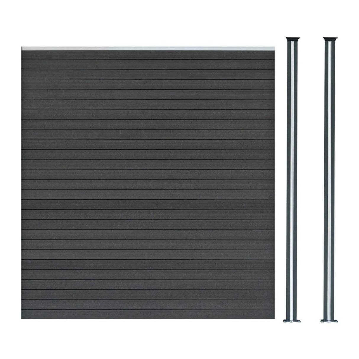 Composite Fence Panel & LED Posts 6ft x 6ft - Grey