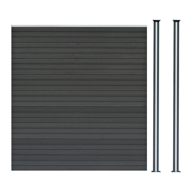 Composite Fence Panel & LED Posts 6ft x 6ft - Grey