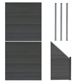 Composite Fence Panels, Angled Piece & LED Posts 6ft x  14.5ft - Grey