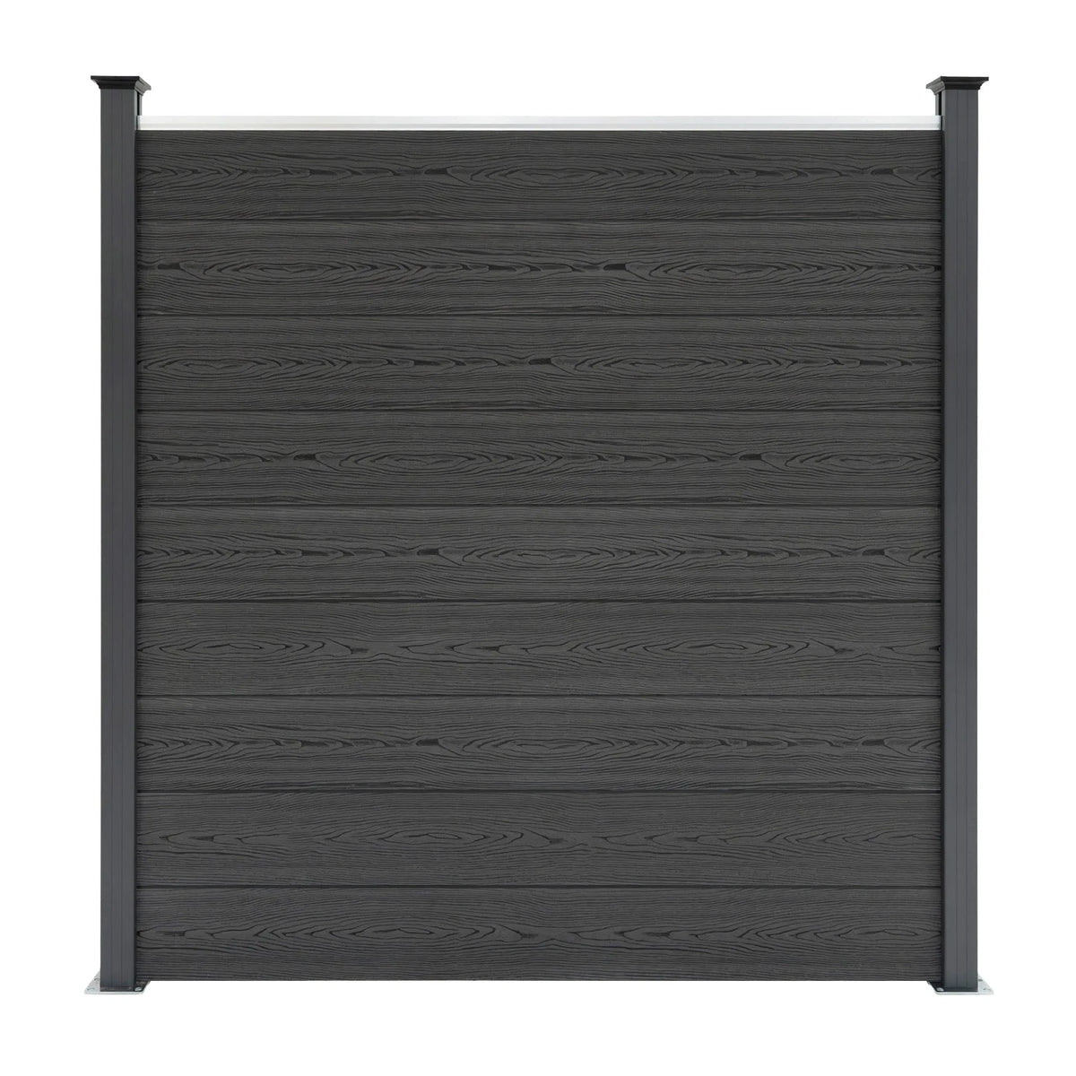 Composite Fence Panels, Angled Piece & LED Posts 6ft x 20ft - Grey