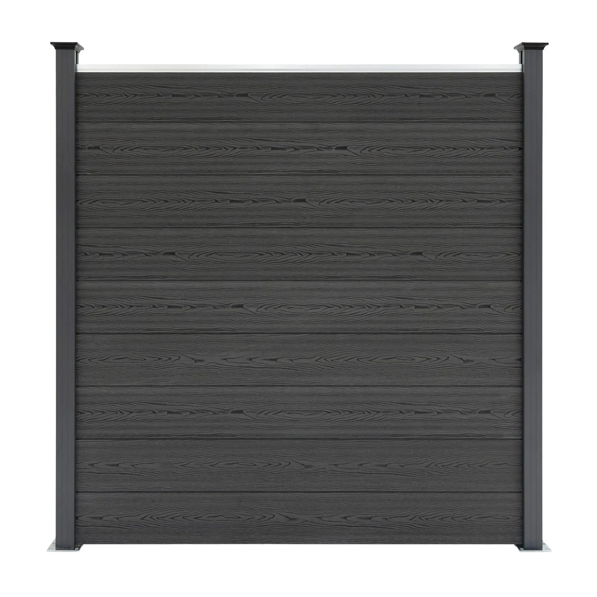 Composite Fence Panels, Angled Piece & LED Posts 6ft x 60ft - Grey
