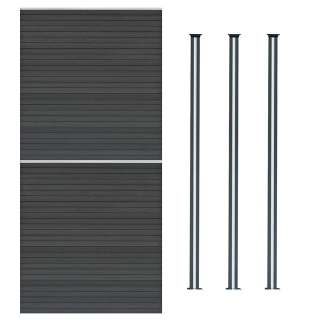 Composite Fence Panels & LED Posts 6ft x 11.5ft - Grey