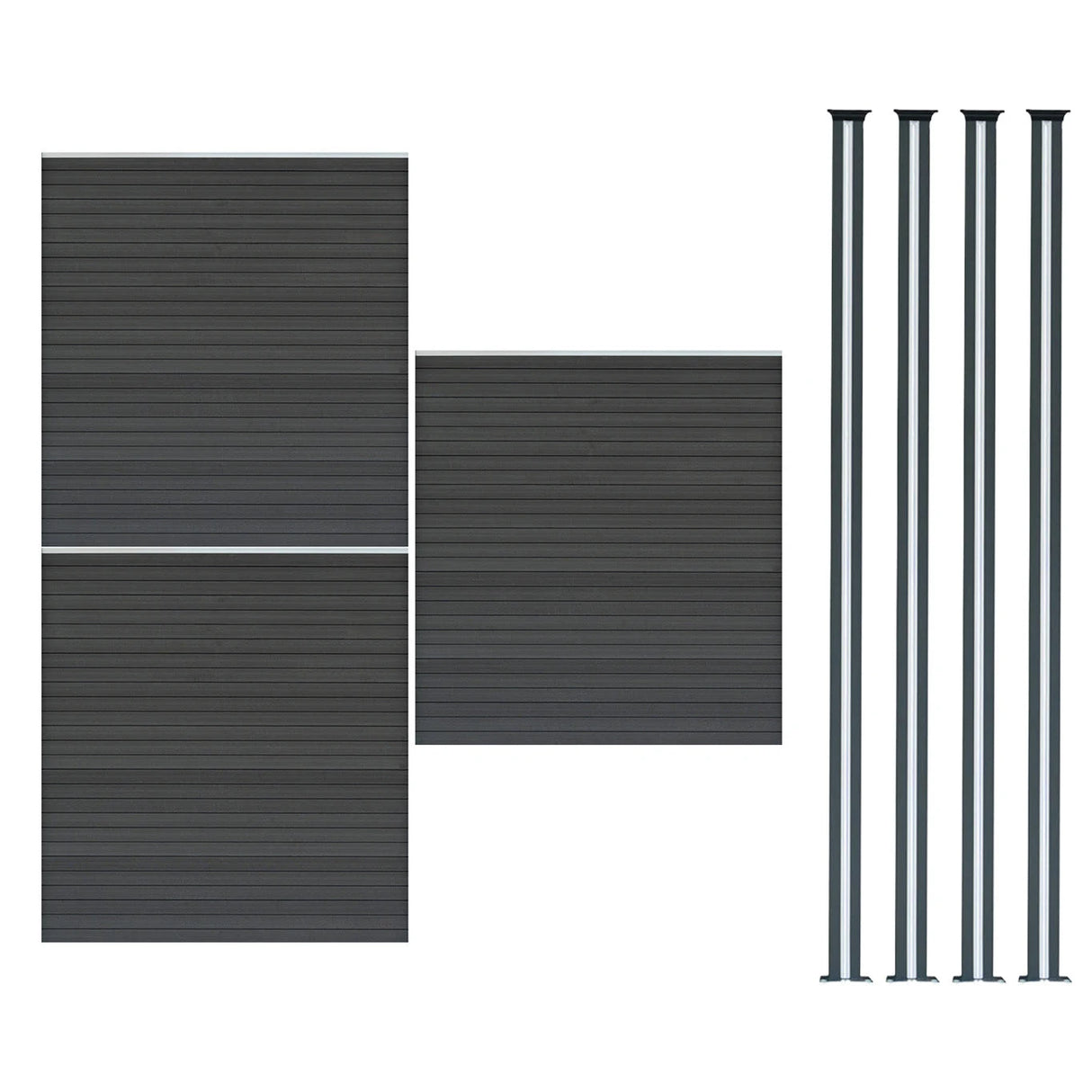 Composite Fence Panels & LED Posts 6ft x 17ft - Grey