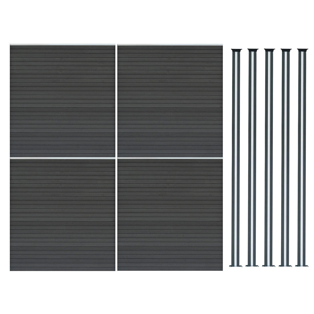 Composite Fence Panels & LED Posts 6ft x 23ft  - Grey