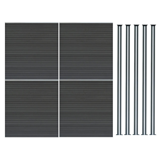 Composite Fence Panels & LED Posts 6ft x 23ft  - Grey