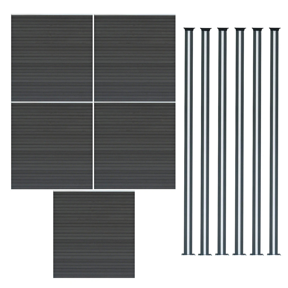 Composite Fence Panels & LED Posts 6ft x 29ft - Grey