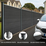 Composite Fence Panels & LED Posts 6ft x 29ft - Grey