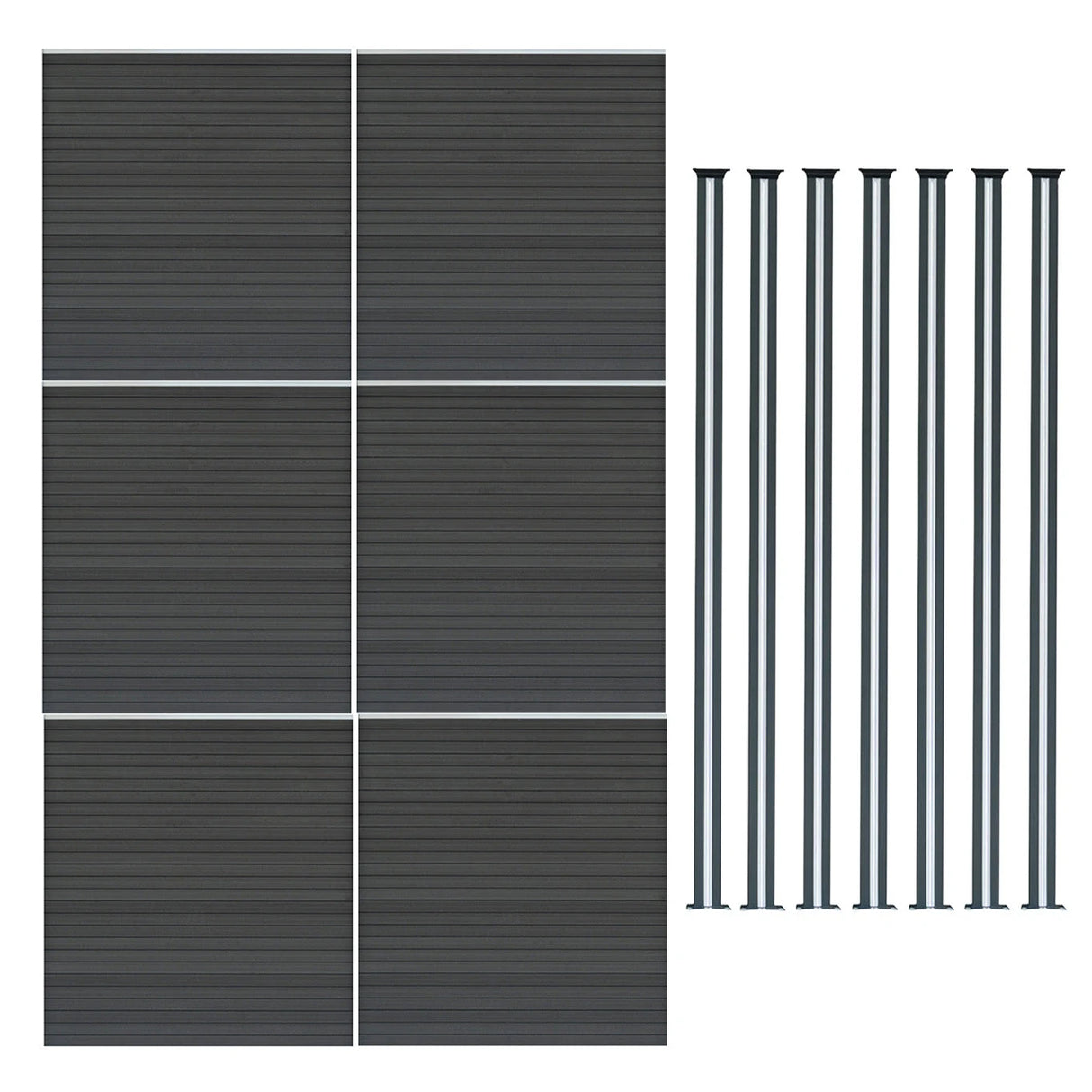 Composite Fence Panels & LED Posts 6ft x 34ft - Grey