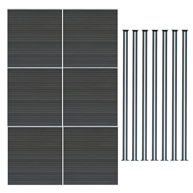 Composite Fence Panels & LED Posts 6ft x 34ft - Grey