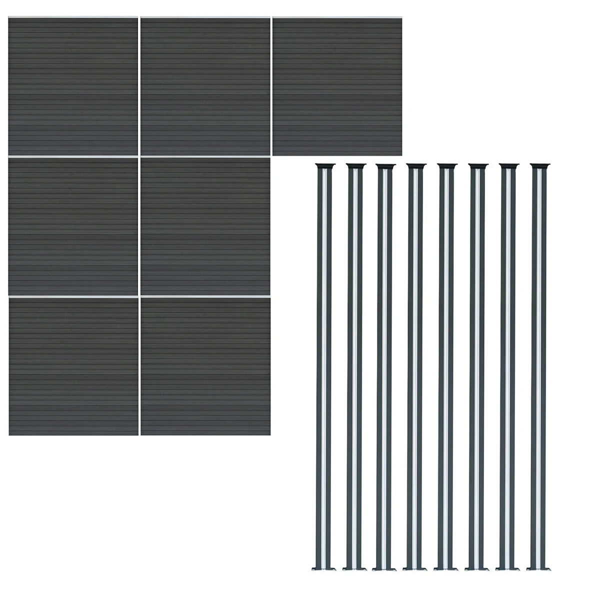 Composite Fence Panels & LED Posts 6ft x 40ft - Grey