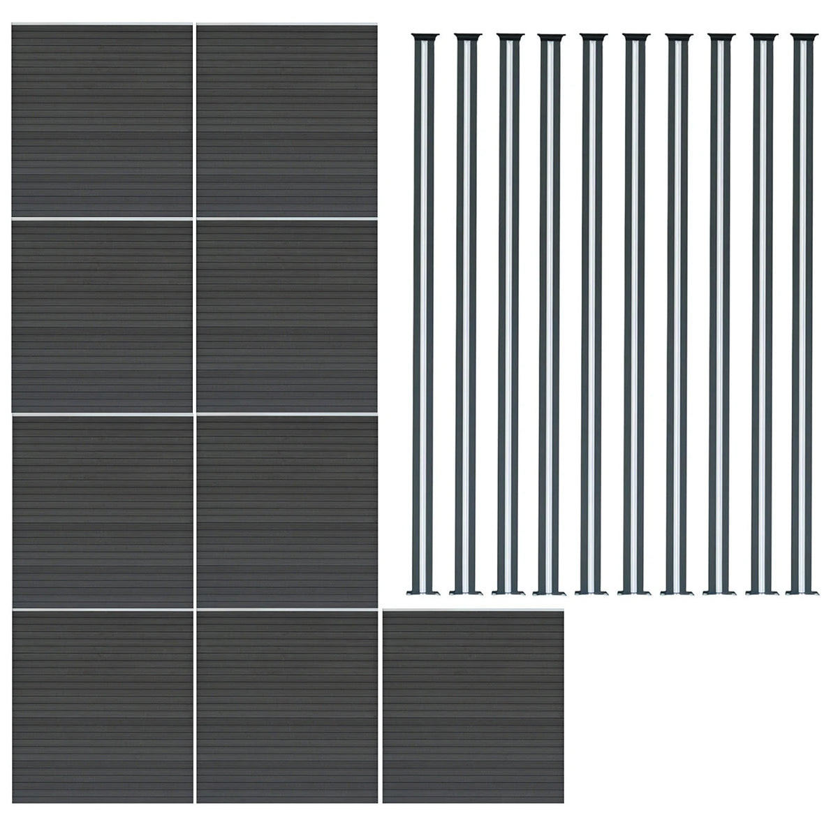 Composite Fence Panels & LED Posts 6ft x 51ft - Grey