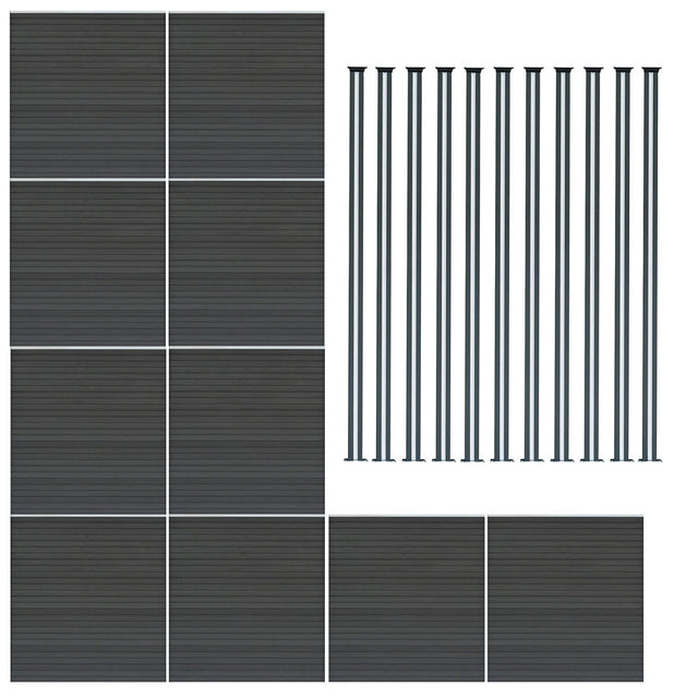 Composite Fence Panels & LED Posts 6ft x 57ft - Grey
