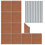 Composite Fence Panels, Angled Piece & LED Posts 6ft x 60ft - Brown
