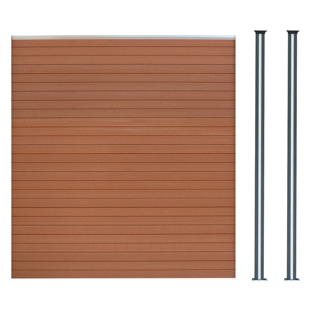 Composite Fence Panel & LED Posts 6ft x 6ft - Brown