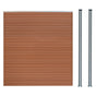 Composite Fence Panel & LED Posts 6ft x 6ft - Brown