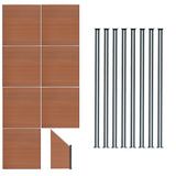 Composite Fence Panels, Angled Piece & LED Posts 6ft x 43ft - Brown