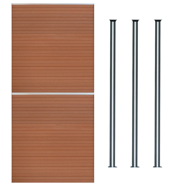 Composite Fence Panels & LED Posts 6ft x 11.5ft - Brown