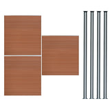 Composite Fence Panels & LED Posts 6ft x 17ft - Brown