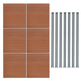 Composite Fence Panels & LED Posts 6ft x 34ft - Brown