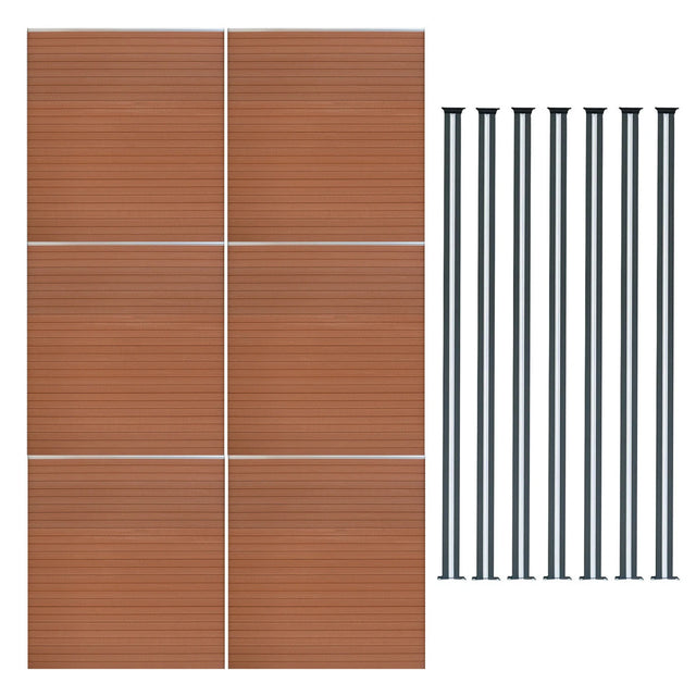 Composite Fence Panels & LED Posts 6ft x 34ft - Brown