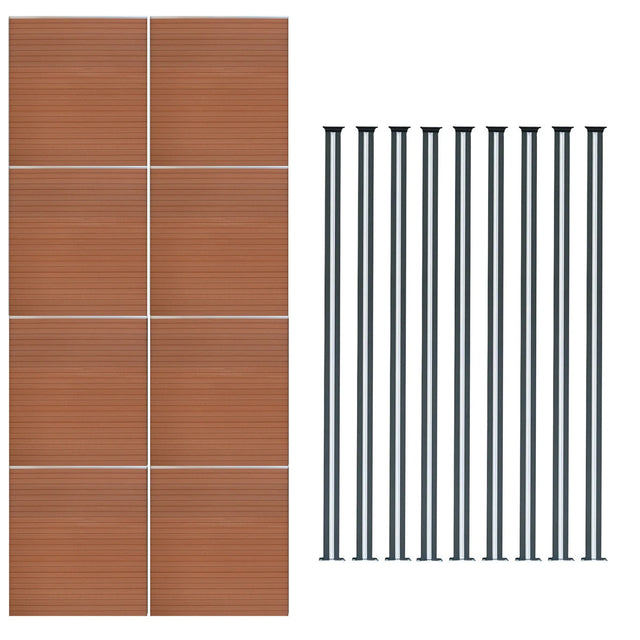 Composite Fence Panels & LED Posts 6ft x 46ft - Brown