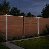 Composite Fence Panels & LED Posts 6ft x 57ft - Brown