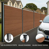 Composite Fence Panels & LED Posts 6ft x 57ft - Brown