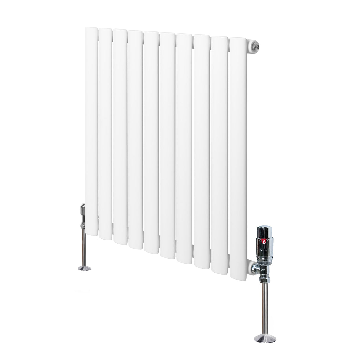 Oval Single Column Radiator & Valves  600mm x 600mm  White
