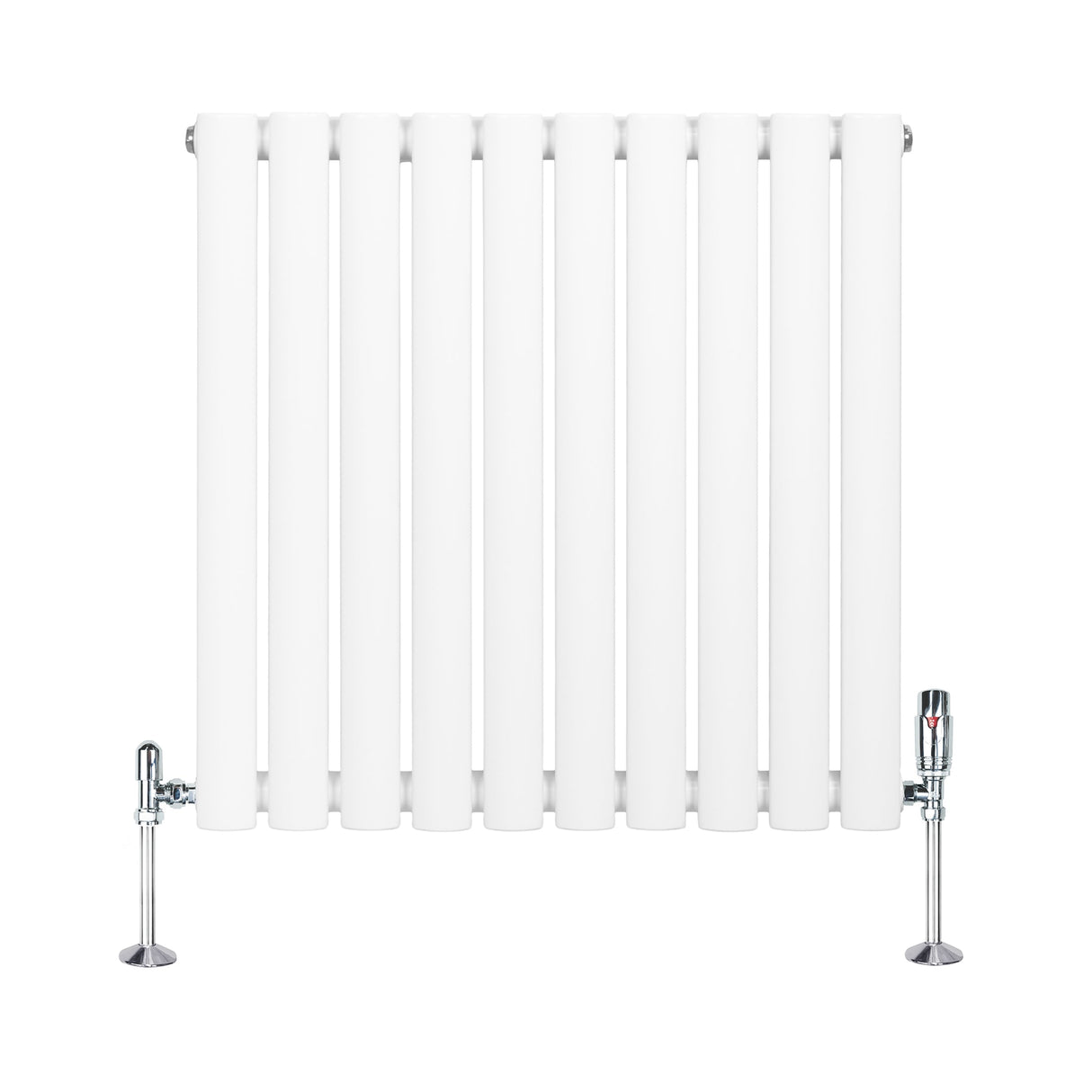 Oval Single Column Radiator & Valves  600mm x 600mm  White