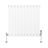 Oval Single Column Radiator & Valves  600mm x 600mm  White