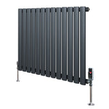 Oval Single Column Radiator & Valves  600mm x 780mm  Anthracite Grey
