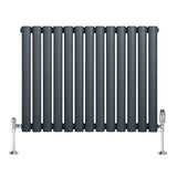Oval Single Column Radiator & Valves  600mm x 780mm  Anthracite Grey