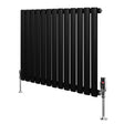 Oval Single Column Radiator & Valves  600mm x 780mm  Black