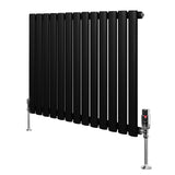 Oval Single Column Radiator & Valves  600mm x 780mm  Black
