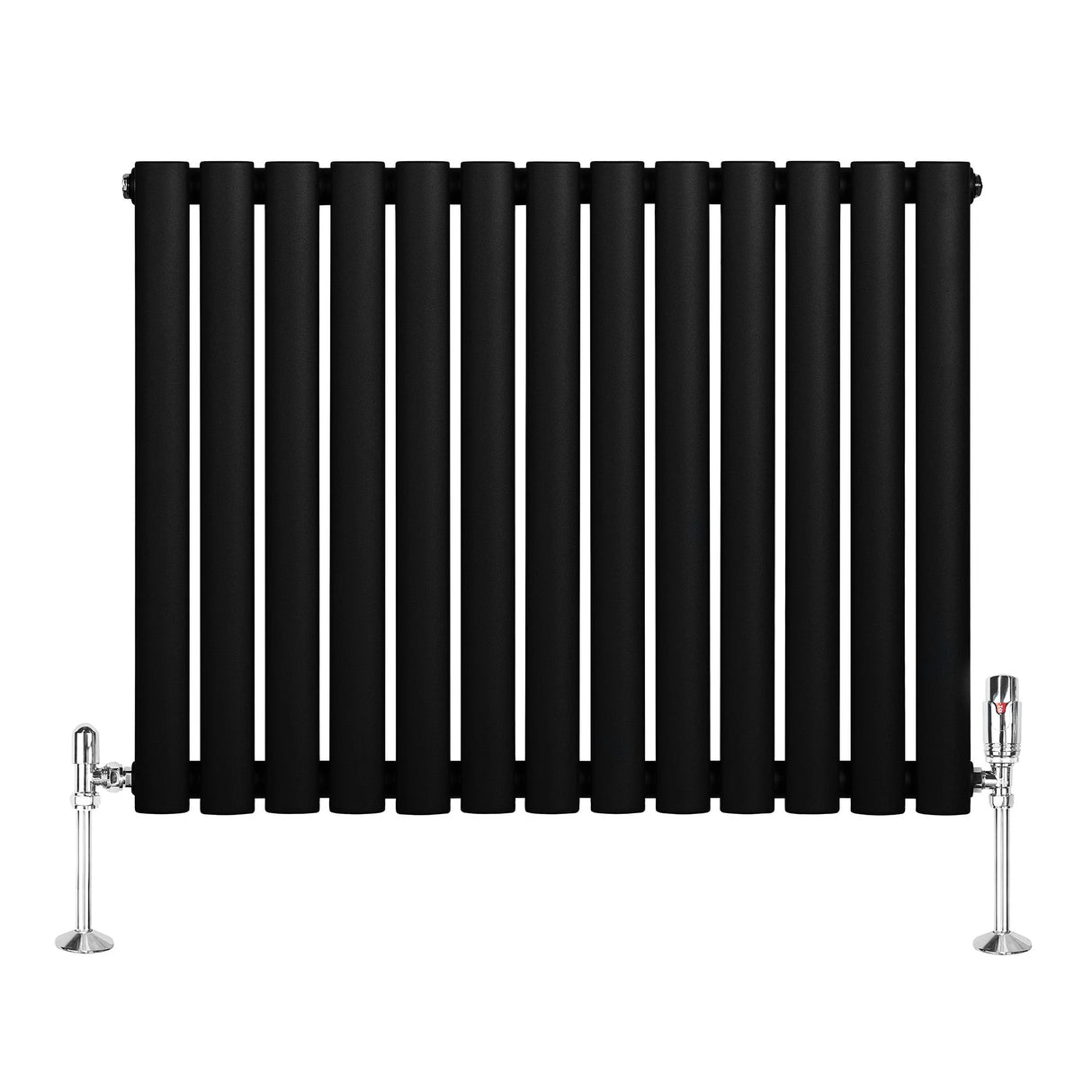 Oval Single Column Radiator & Valves  600mm x 780mm  Black