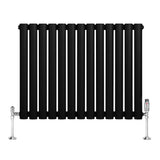 Oval Single Column Radiator & Valves  600mm x 780mm  Black
