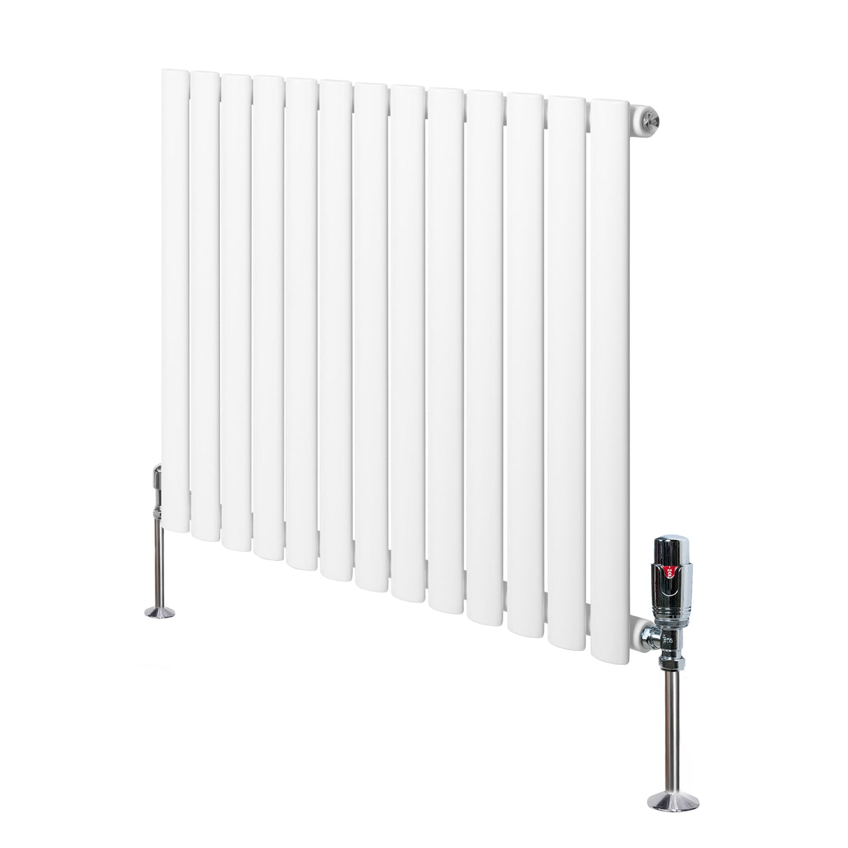 Oval Single Column Radiator & Valves  600mm x 780mm  White